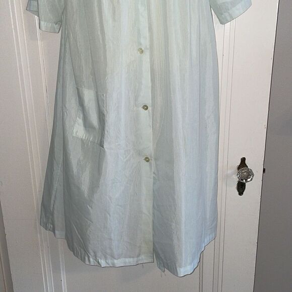 Vtg 60s Shadowline  light green cotton/polyester thin(almost sheer) gown & robe - Picture 6 of 11